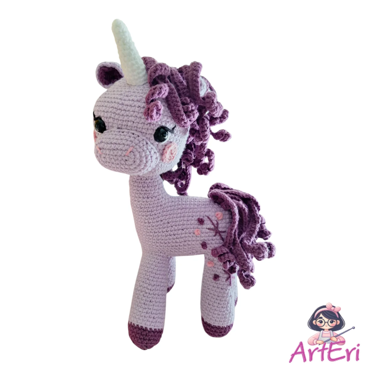 Πλεκτός μονόκερος μωβ (30cm)