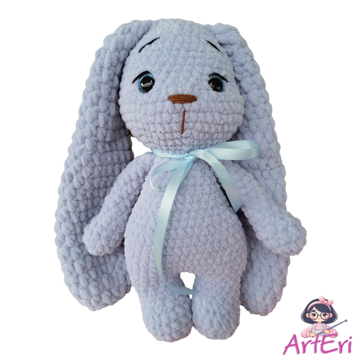 Πλεκτο κουνελάκι βελούδινο γκρι αρζάν(30cm)