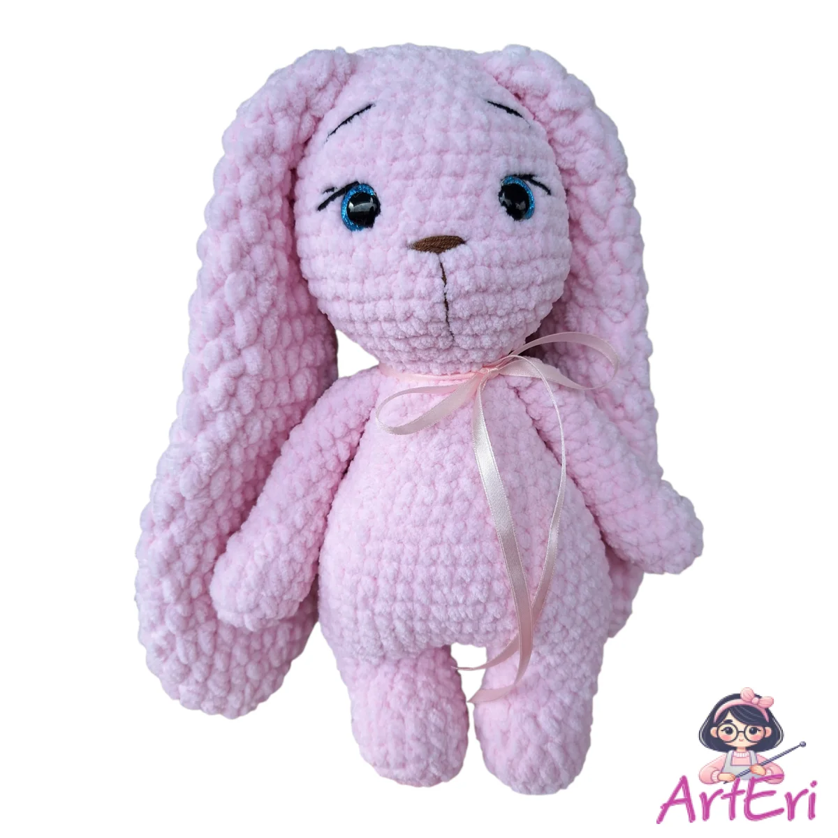 Πλεκτο κουνελάκι βελούδινο ροζ (30cm)