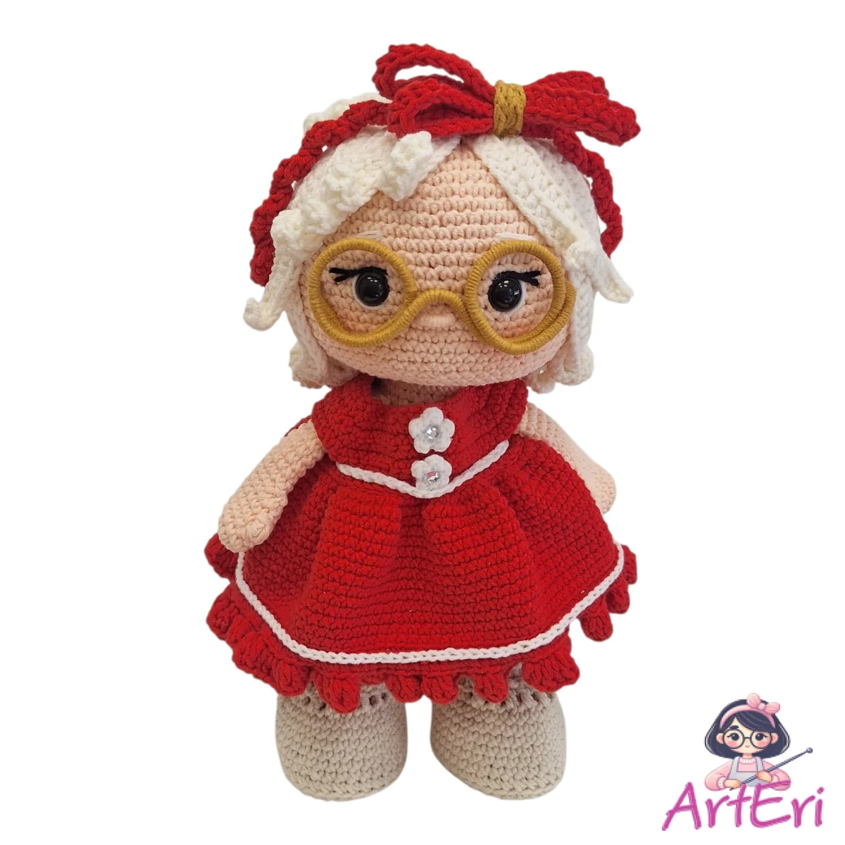 Πλεκτή Αγιοβασιλίτσα (Mrs Claus) 28cm