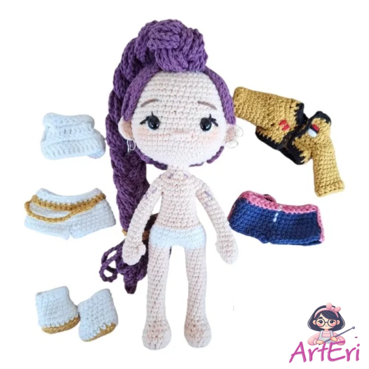 Πλεκτή κούκλα στυλ Ρούμι σετ (22cm)
