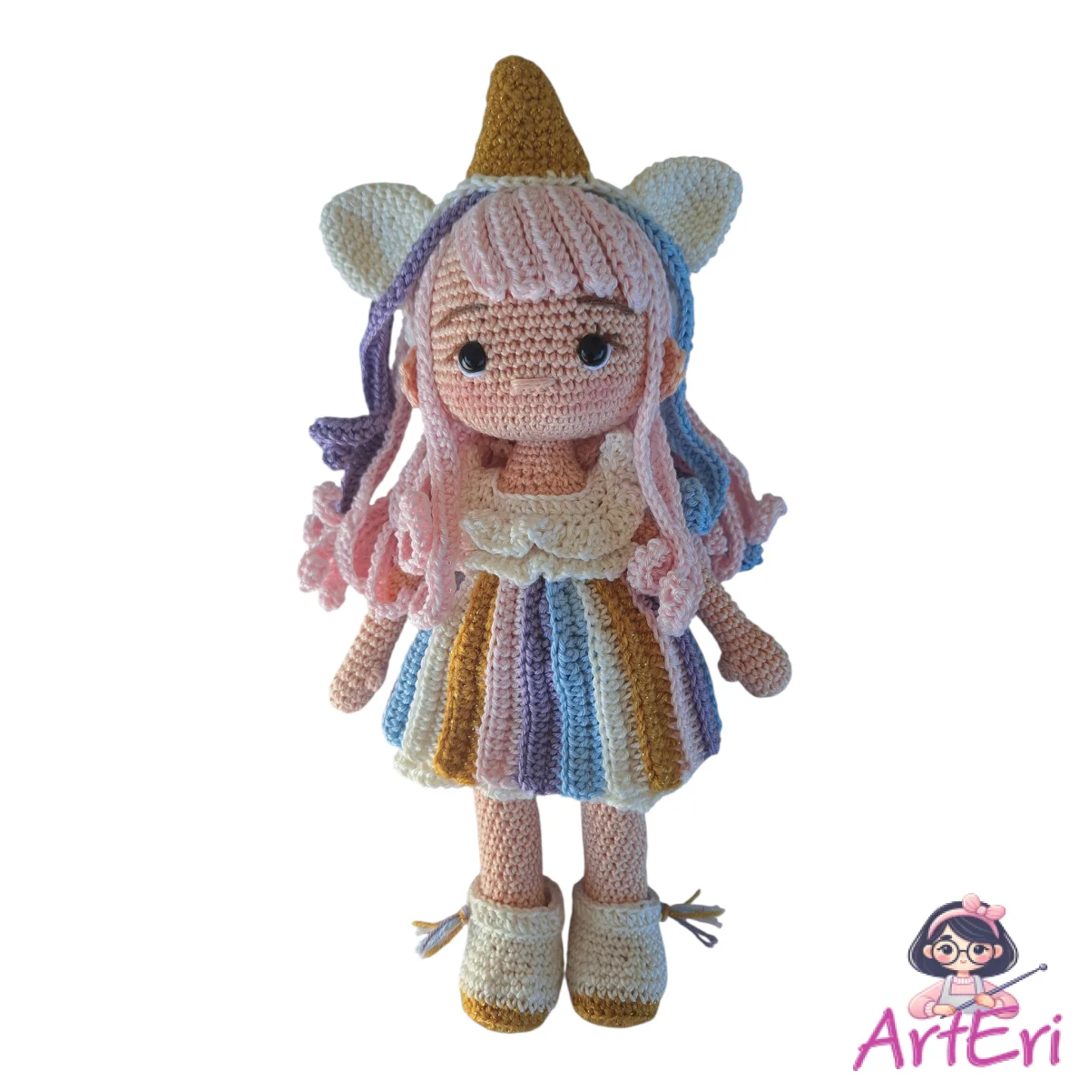 Χειροποίητη πλεκτή κούκλα "Σοφία"(30cm)