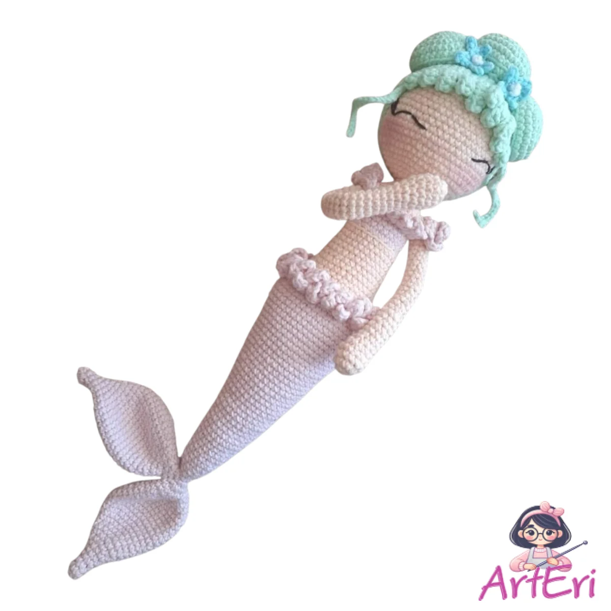 Πλεκτή γοργόνα ροζ ουρά (40cm)