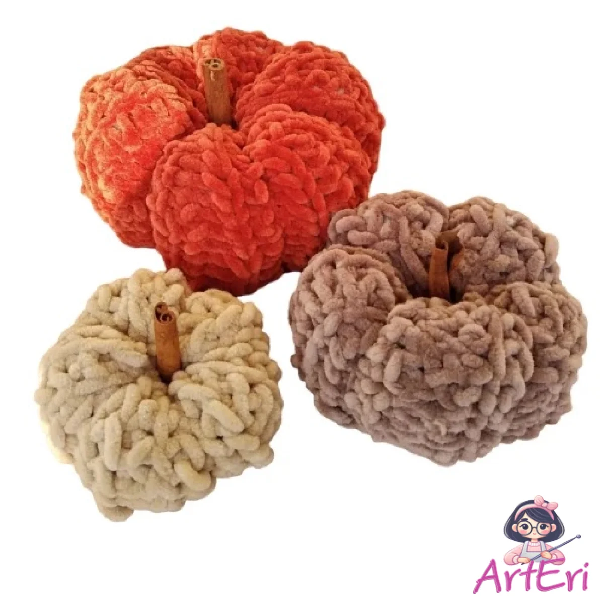 Πλεκτή βελούδινη κολοκύθα μεγάλη (8cm)