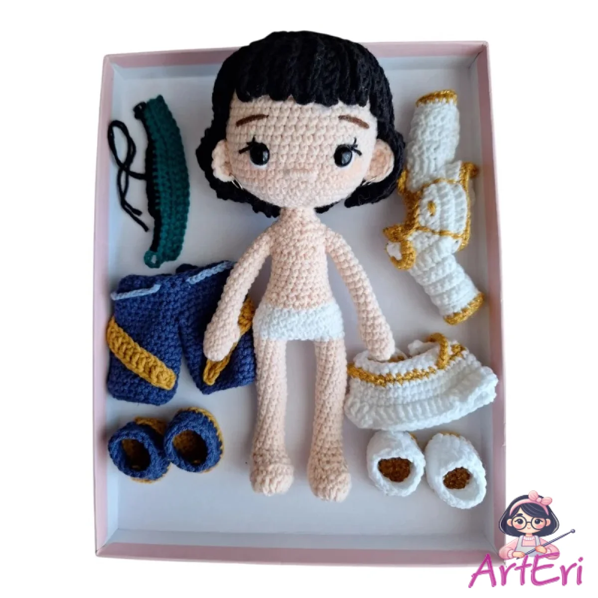 Πλεκτή κούκλα Ζόι σετ (22cm)