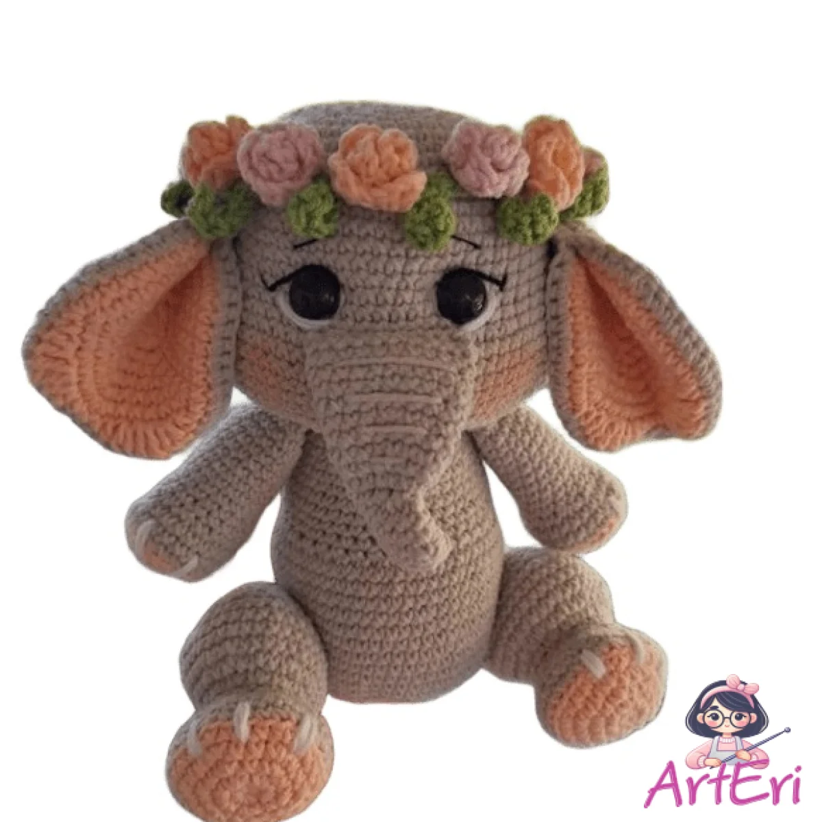 Πλεκτό ελεφαντάκι γκρι (20cm)