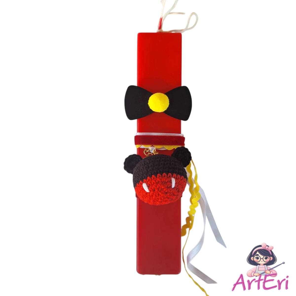 Λαμπάδα κόκκινη μπρελόκ ποντικάκι (25cm)