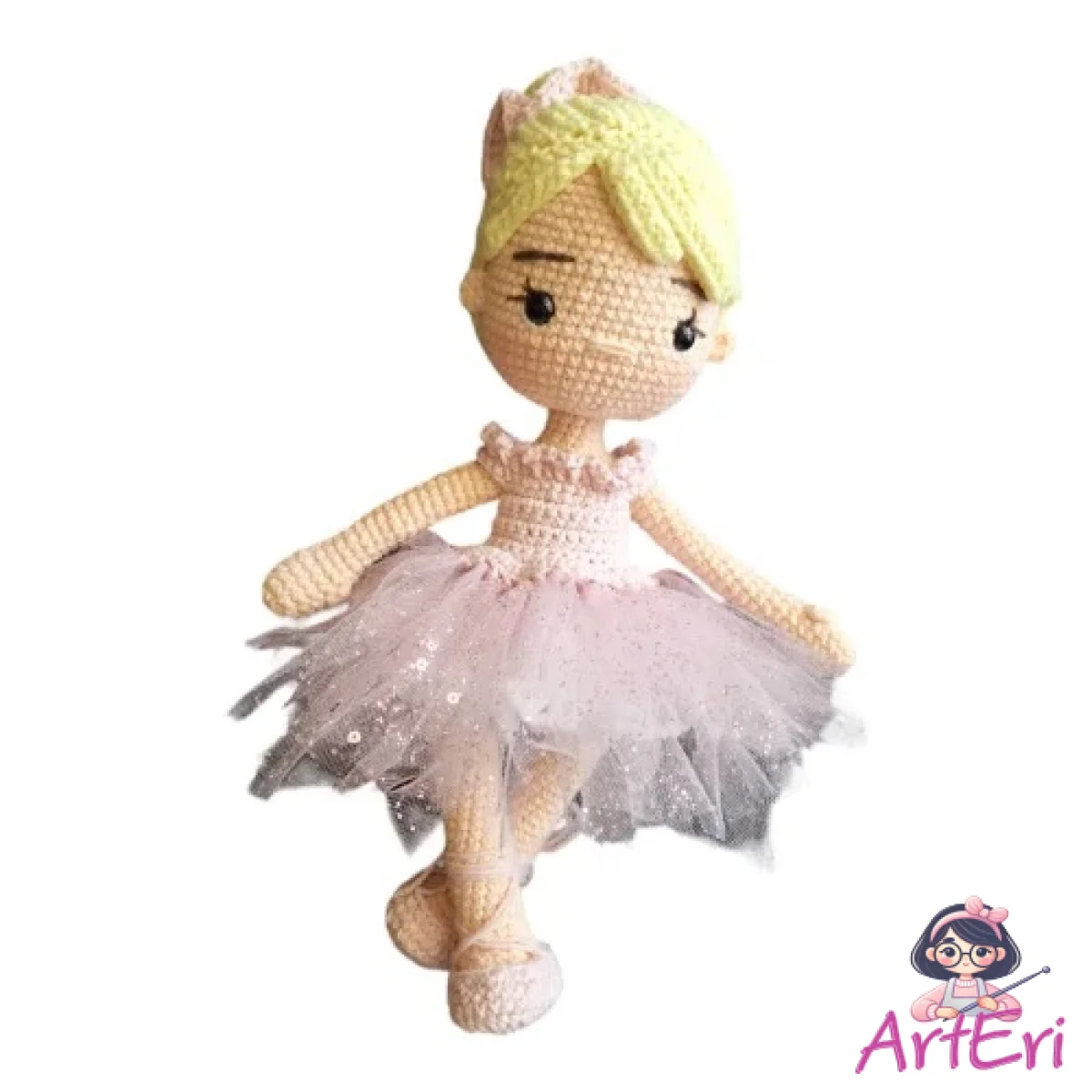 Πλεκτή μπαλαρίνα ροζ φόρεμα(27cm)