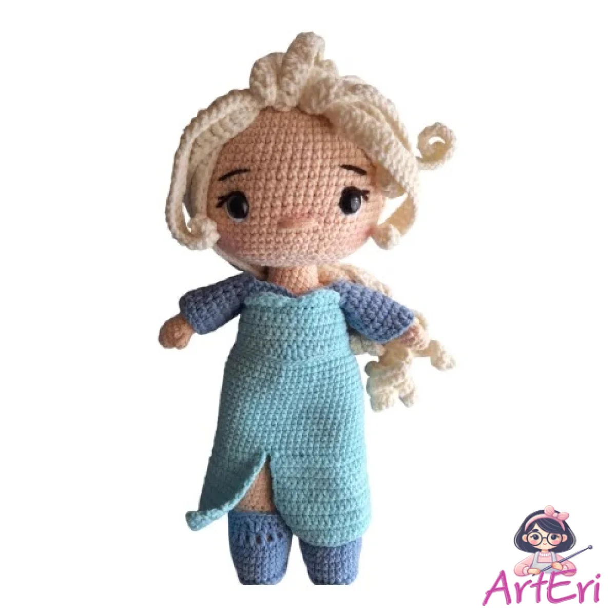 Πλεκτή χειροποίητη κούκλα Έλσα (26cm)